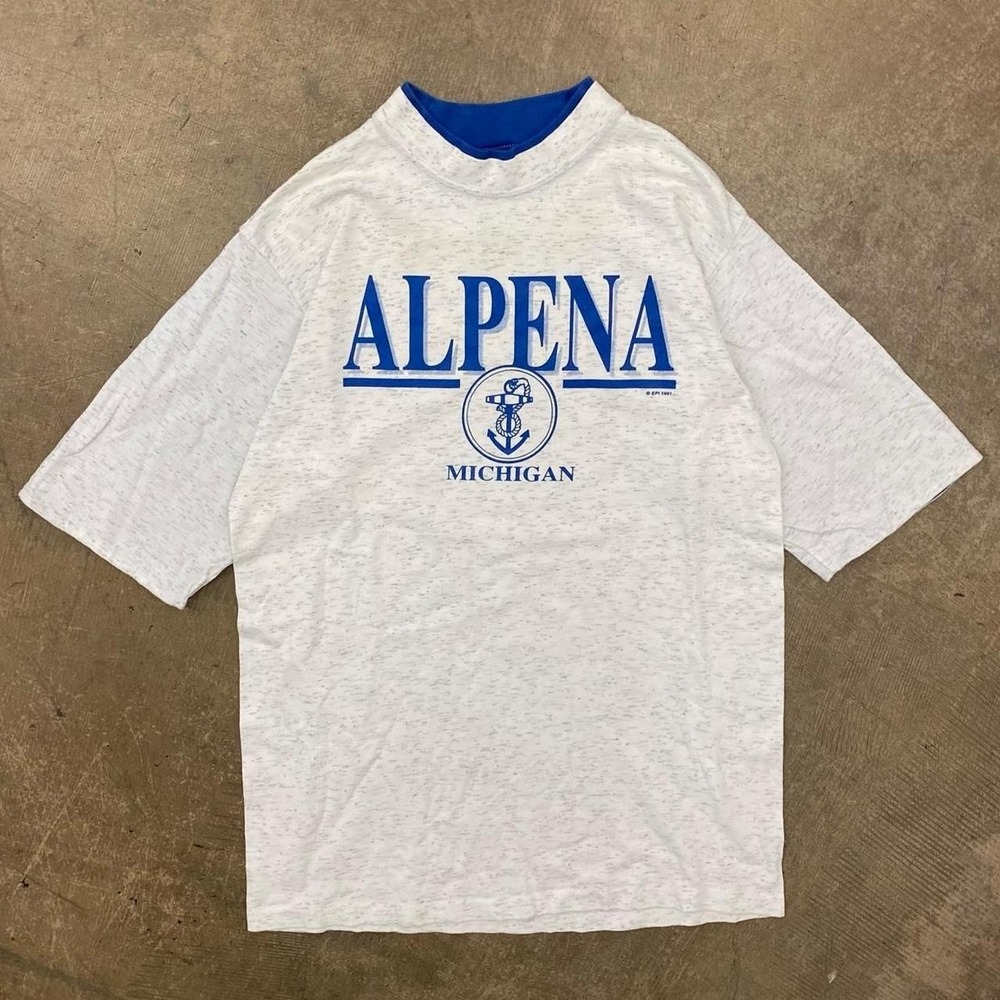 Vintage Alpena Michigan 90s Nature Destination Anchor T-Shirt Size XL